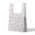 Patrón de líneas rosado pálido con flores estilizadas beige sobre fondo rayado vertical sutex tote mockup
