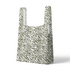 Estampado abstracto con rayas curvas en verde oliva sobre fondo blanco, estilo moderno sutex tote mockup