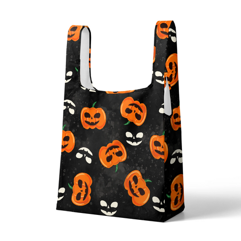 Calabazas y Fantasmas Halloween Negro Tela