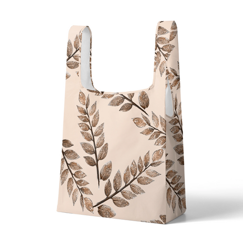 Hojas Elegantes en Tono Beige Tela