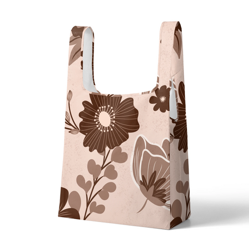 Flores Vintage Marrones sobre Beige Tela