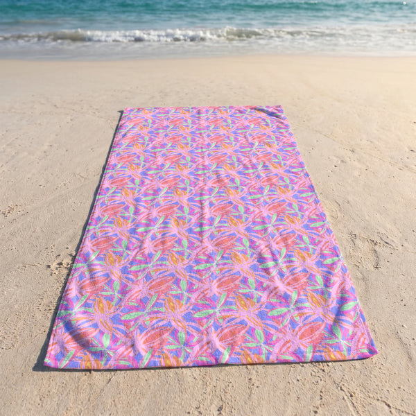 Palmas Tropicales Fucsia Multicolor Toalla Viajera