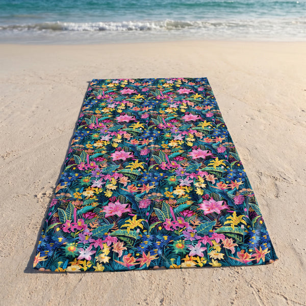 Jardín Tropical Multicolor Vibrante Toalla Viajera
