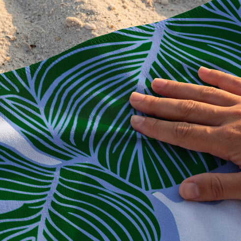 Monstera Verde Selva Azul Toalla Viajera