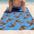 Hojas de Palmera Naranja con Azul Toalla Viajera