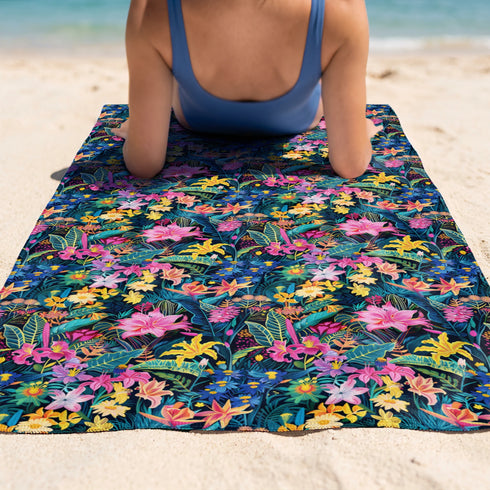 Jardín Tropical Multicolor Vibrante Toalla Viajera