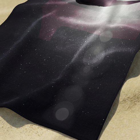 Silueta de persona saltando en el aire con fondo negro estrellado y luces brillantes blancas sutex towel closeup