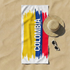 Bandera de Colombia con texto invertido "COLOMBIA" en azul sobre franjas rojo, azul y amarillo sutex towel fullview