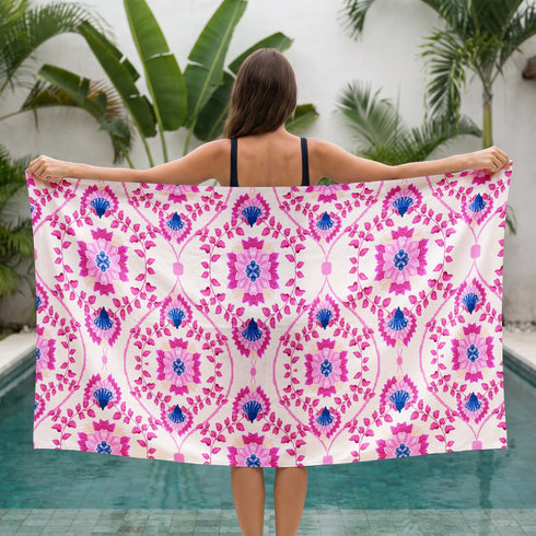 Floral Arabesco Folclórico Rosado Toalla Viajera