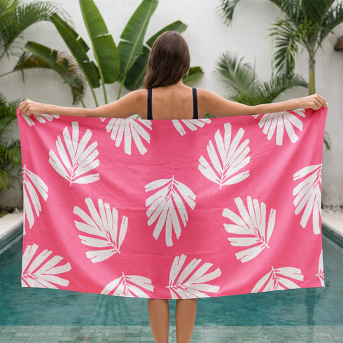 Palmas Crema Coral Toalla Viajera