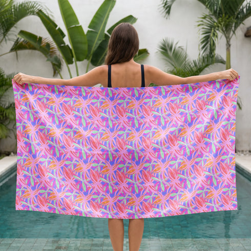 Palmas Tropicales Fucsia Multicolor Toalla Viajera