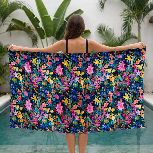 Jardín Tropical Multicolor Vibrante Toalla Viajera