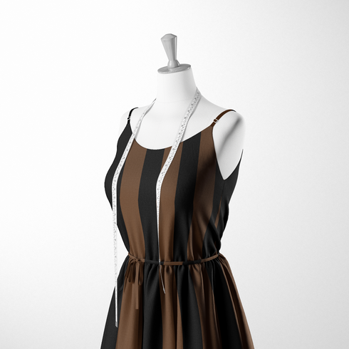 Patrón de rayas verticales alternando negro y café en diseño repetitivo sutex woven dress form mockup