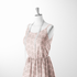 Patrón rosado con rayas verticales y estampado florales de ramas delicadas en gris sutex woven dress form mockup
