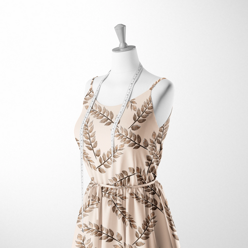 Hojas Elegantes en Tono Beige Tela