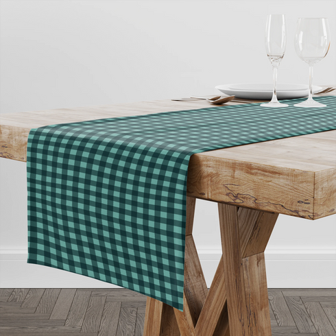 Patrón de cuadros en tonos verde agua, verde azulado y negro estilo minimalista