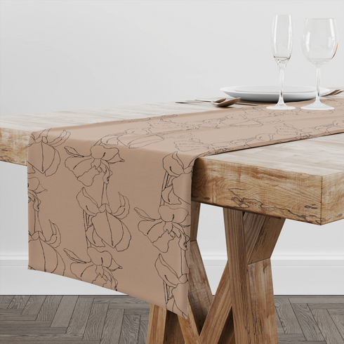 Flores Lineales Beige Tela